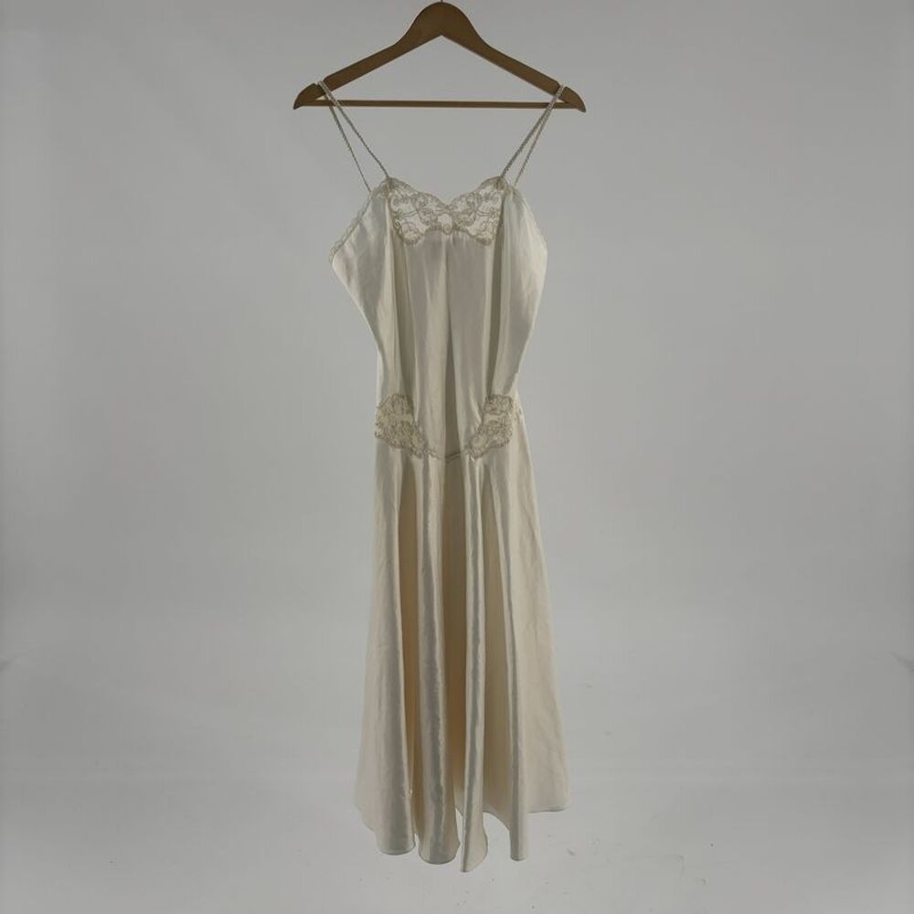 Victoria's Secret Gold Label Ivory Satin Lace And Pearl Bridal Slip Medium